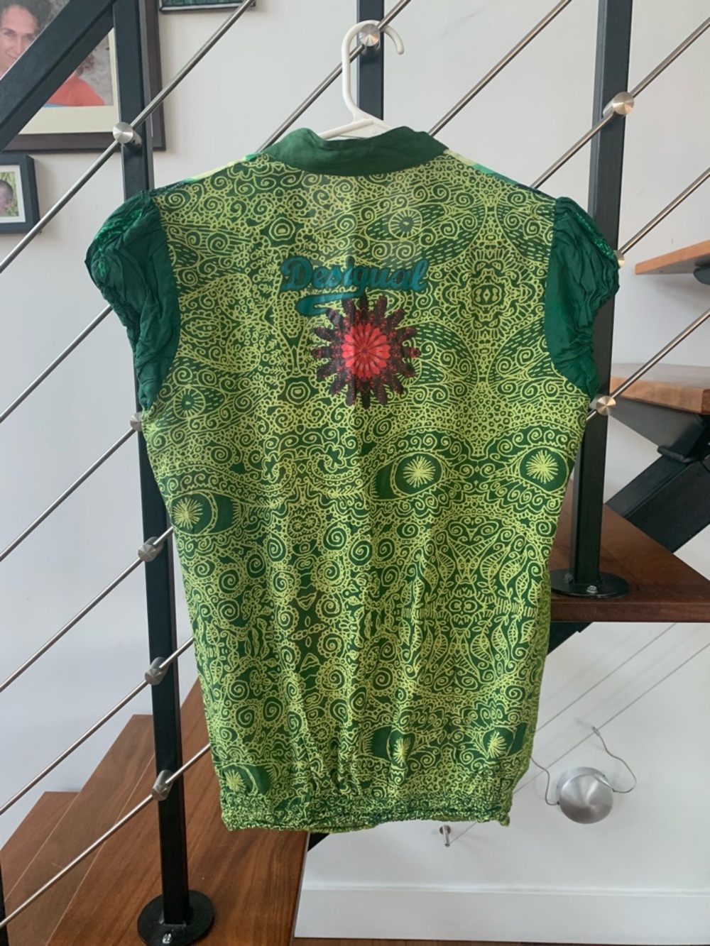 Desigual Green Floral Short-Sleeve Tunic with Sequin Detail - Picture 2 of 4